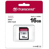 Карта памяти SDHC 16 ГБ, TRANSCEND UHS-I U1, 95 Мб/с (class 10), TS16GSDC300S