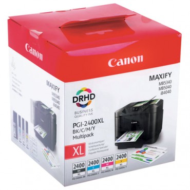 Картридж струйный CANON (PGI-2400XL BK/C/M/Y) iB4040/MB5040/MB5340, КОМПЛЕКТ, оригинальный, 4 цвета, 9257B004