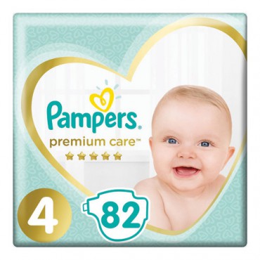 Подгузники 82 шт. PAMPERS (Памперс) Premium Care, размер 4 (9-14 кг), 1210801