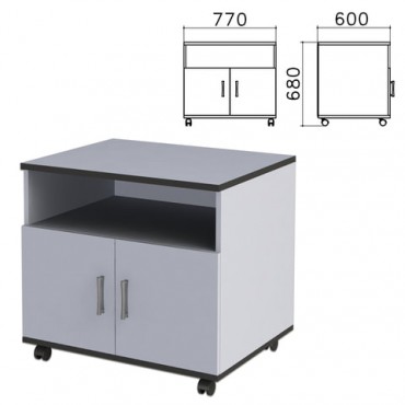Тумба для оргтехники "Монолит", 770х600х680 мм, 2 двери, полка, цвет серый, ТМ30.11