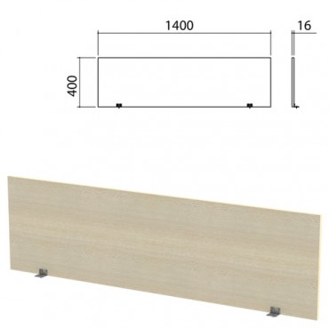 Экран-перегородка "Канц" 1400х16х400 мм, цвет дуб молочный (КОМПЛЕКТ С ФУРНИТУРОЙ)