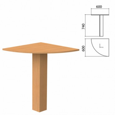 Стол приставной угловой "Бюджет", 600х600х740 мм, груша ароза, 402664-336