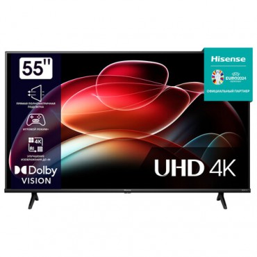 Телевизор HISENSE 55A6K, 55" (139 см), 3840x2160, 4K, 16:9, SmartTV, Wi-Fi, черный